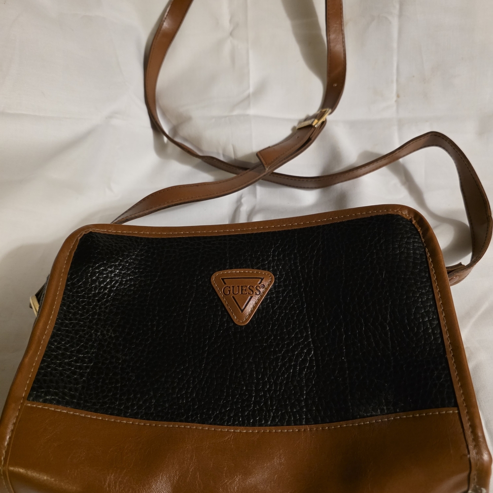 Vintage Guess Black and Brown Crossbody Bag Used